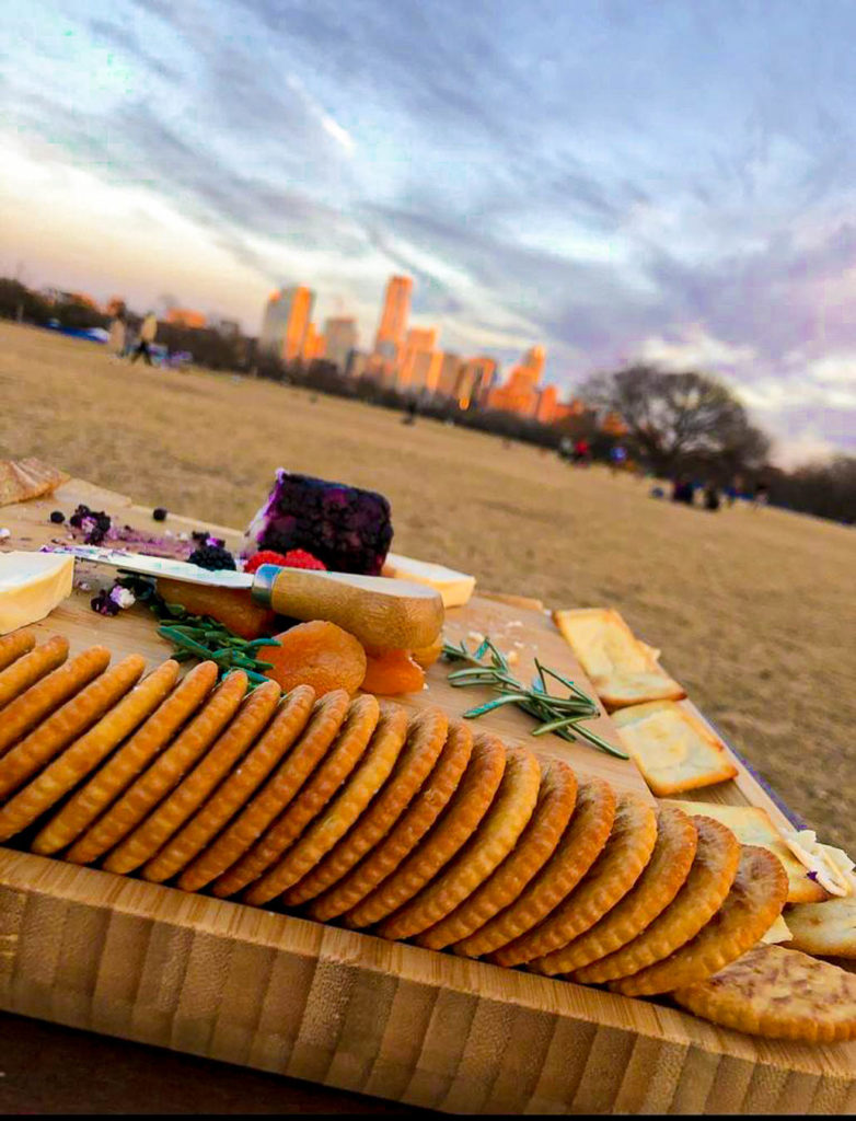 snack and sunset at Zilker Park in Austin