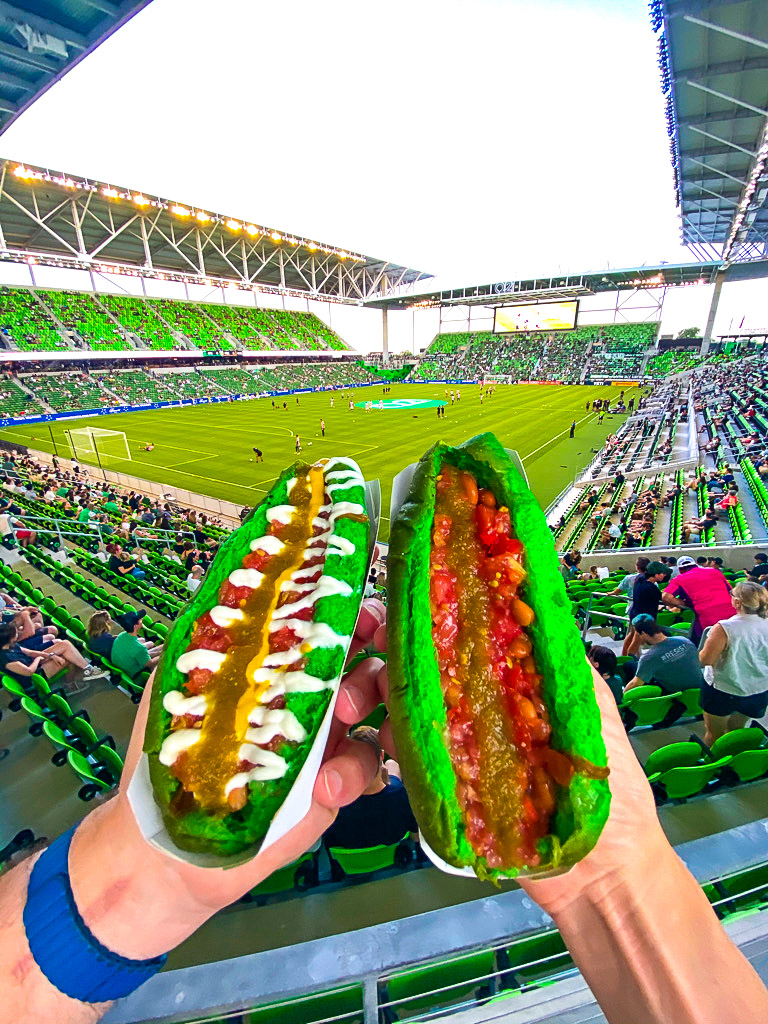 hot dog at Austin FC soccer game | 37 Photos That Capture The Austin Aesthetic