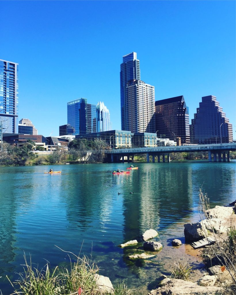 Lady Bird Lake kayakers in the winter