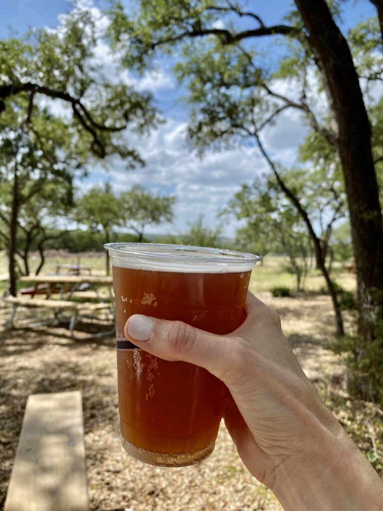 Beer at a brewery in the Austin Texas summer
