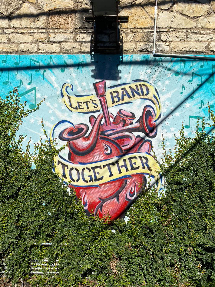 Let's Band Together mural in east Austin