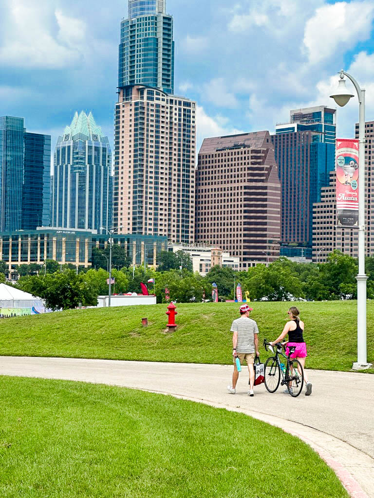 date ideas in Austin Austin skyline with bikes